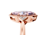 Rose gold Milgrain Fancy Pink Marquise  Cut Diamond Ring with Tapered Pave Band and Four Prong Setting_8