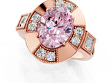 Rose gold Milgrain Fancy Pink Oval Cut Diamond Halo Split Shank Ring_1
