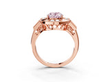 Rose gold Milgrain Fancy Pink Oval Cut Diamond Halo Split Shank Ring_3