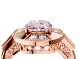 Rose gold Milgrain Fancy Pink Oval Cut Diamond Halo Split Shank Ring_4