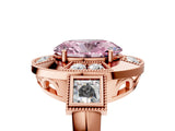 Rose gold Milgrain Fancy Pink Oval Cut Diamond Halo Split Shank Ring_5