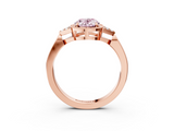Rose gold Milgrain Fancy Pink Oval  Cut Diamond Ring with Tapered Pave Band and Four Prong Setting_6