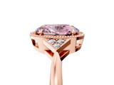 Rose gold Milgrain Fancy Pink Oval  Cut Diamond Ring with Tapered Pave Band and Four Prong Setting_8