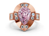 Rose gold Milgrain Fancy Pink Pear Cut Diamond Halo Split Shank Ring