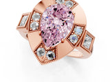 Rose gold Milgrain Fancy Pink Pear Cut Diamond Halo Split Shank Ring_1