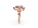 Rose gold Milgrain Fancy Pink Pear Cut Diamond Halo Split Shank Ring_2