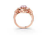 Rose gold Milgrain Fancy Pink Pear Cut Diamond Halo Split Shank Ring_3