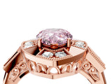 Rose gold Milgrain Fancy Pink Pear Cut Diamond Halo Split Shank Ring_4