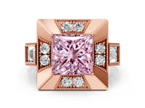 Rose gold Milgrain Fancy Pink Princess Cut Diamond Halo Split Shank Ring