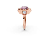 Rose gold Milgrain Fancy Pink Princess Cut Diamond Halo Split Shank Ring_2