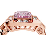 Rose gold Milgrain Fancy Pink Princess Cut Diamond Halo Split Shank Ring_4