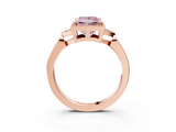 Rose gold Milgrain Fancy Pink Princess  Cut Diamond Ring with Tapered Pave Band and Four Prong Setting_25