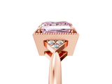 Rose gold Milgrain Fancy Pink Princess  Cut Diamond Ring with Tapered Pave Band and Four Prong Setting_27