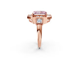 Rose gold Milgrain Fancy Pink Radiant Cut Diamond Halo Split Shank Ring_2
