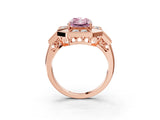 Rose gold Milgrain Fancy Pink Radiant Cut Diamond Halo Split Shank Ring_3