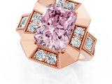 Rose gold Milgrain Fancy Pink Radiant Cut Diamond Halo Split Shank Ring_7
