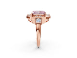 Rose gold Milgrain Fancy Pink Radiant Cut Diamond Halo Split Shank Ring_8