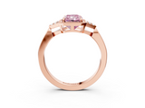 Rose gold Milgrain Fancy Pink Radiant  Cut Diamond Ring with Tapered Pave Band and Four Prong Setting_6