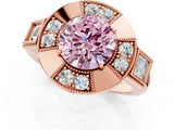 Rose gold Milgrain Fancy Pink Round Cut Diamond Halo Split Shank Ring_1