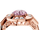Rose gold Milgrain Fancy Pink Round Cut Diamond Halo Split Shank Ring_4