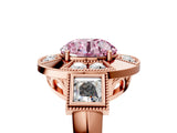 Rose gold Milgrain Fancy Pink Round Cut Diamond Halo Split Shank Ring_5