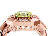 Rose gold Milgrain Fancy Yellow Asscher Cut Diamond Halo Split Shank Ring_10