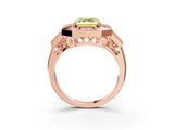 Rose gold Milgrain Fancy Yellow Asscher Cut Diamond Halo Split Shank Ring_3