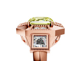 Rose gold Milgrain Fancy Yellow Asscher Cut Diamond Halo Split Shank Ring_5