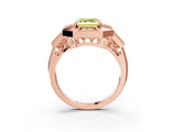 Rose gold Milgrain Fancy Yellow Asscher Cut Diamond Halo Split Shank Ring_9