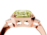 Rose gold Milgrain Fancy Yellow Asscher  Cut Diamond Ring with Tapered Pave Band and Four Prong Setting_38