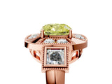 Rose gold Milgrain Fancy Yellow Cushion Cut Diamond Halo Split Shank Ring_5