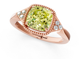 Rose gold Milgrain Fancy Yellow Cushion  Cut Diamond Ring with Tapered Pave Band and Four Prong Setting_4