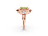 Rose gold Milgrain Fancy Yellow Emerald Cut Diamond Halo Split Shank Ring_2