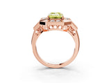 Rose gold Milgrain Fancy Yellow Emerald Cut Diamond Halo Split Shank Ring_3