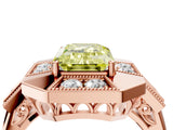 Rose gold Milgrain Fancy Yellow Emerald Cut Diamond Halo Split Shank Ring_4