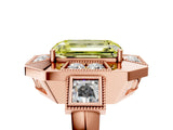Rose gold Milgrain Fancy Yellow Emerald Cut Diamond Halo Split Shank Ring_5