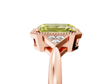Rose gold Milgrain Fancy Yellow Emerald  Cut Diamond Ring with Tapered Pave Band and Four Prong Setting_8