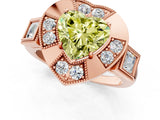 Rose gold Milgrain Fancy Yellow Heart Cut Diamond Halo Split Shank Ring_19