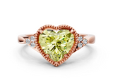 Rose gold Milgrain Fancy Yellow Heart  Cut Diamond Ring with Tapered Pave Band and Four Prong Setting_3