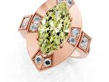 Rose gold Milgrain Fancy Yellow Marquise Cut Diamond Halo Split Shank Ring_1