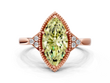 Rose gold Milgrain Fancy Yellow Marquise  Cut Diamond Ring with Tapered Pave Band and Four Prong Setting_26
