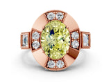 Rose gold Milgrain Fancy Yellow Oval Cut Diamond Halo Split Shank Ring