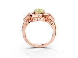 Rose gold Milgrain Fancy Yellow Oval Cut Diamond Halo Split Shank Ring_3