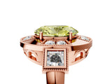 Rose gold Milgrain Fancy Yellow Oval Cut Diamond Halo Split Shank Ring_5