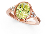 Rose gold Milgrain Fancy Yellow Oval  Cut Diamond Ring with Tapered Pave Band and Four Prong Setting_4