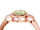 Rose gold Milgrain Fancy Yellow Oval  Cut Diamond Ring with Tapered Pave Band and Four Prong Setting_7