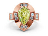 Rose gold Milgrain Fancy Yellow Pear Cut Diamond Halo Split Shank Ring