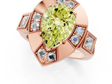Rose gold Milgrain Fancy Yellow Pear Cut Diamond Halo Split Shank Ring_1