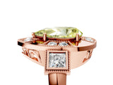 Rose gold Milgrain Fancy Yellow Pear Cut Diamond Halo Split Shank Ring_11
