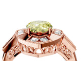 Rose gold Milgrain Fancy Yellow Pear Cut Diamond Halo Split Shank Ring_4